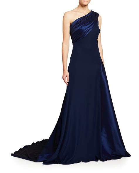 tadashi shoji one shoulder gown|More.